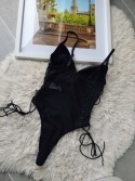 Czarne skórzane body bielizna erotyczna seksowne