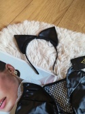 Czarne skórzane body siatka cosplay kot